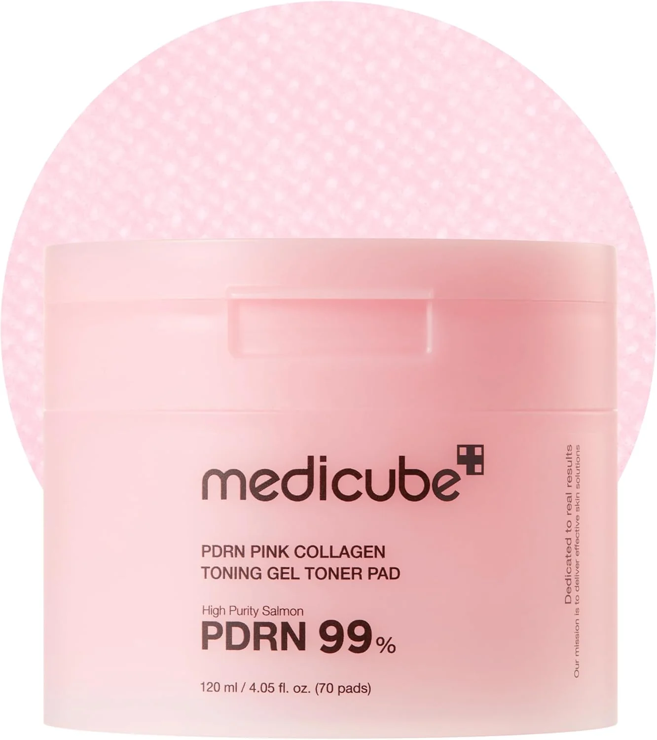 Medicube PDRN 99% Pink Collagen Toning Gel Toner Pad container for skin elasticity