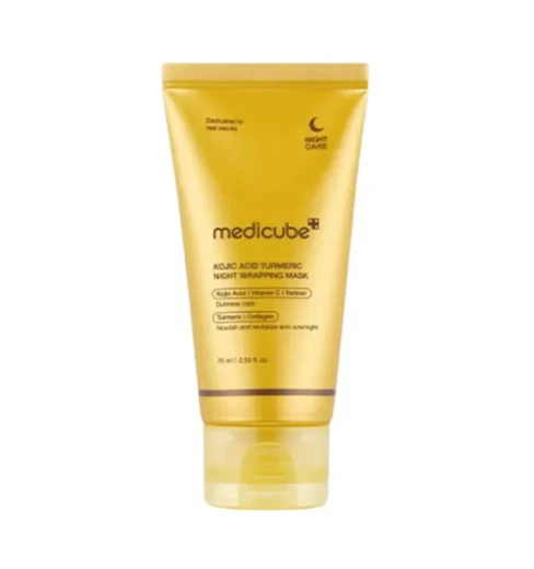MEDICUBE – Kojic Acid Turmeric Night Wrapping Mask 75 ml for Brightening and Medicube Age R ACM Melatouch Body Wrapping Mask tube for skin brightening and care