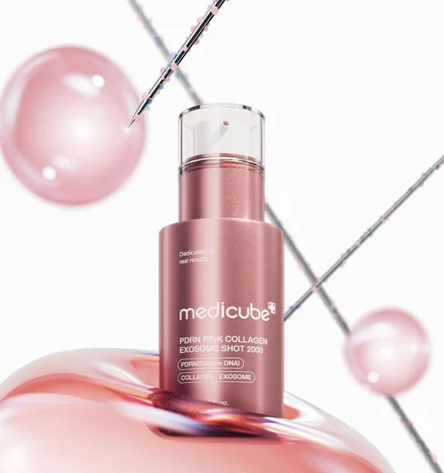medicube Exosome Shot PDRN Pink Collagen Medicube Exosome Shot Serum bottle for pore care and skin texture improvement