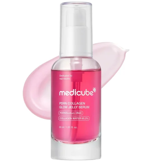 medicube-pdrn-collagen-glow-jelly-serum-30ml-1_1024x1024 Medicube PDRN Collagen Glow Jelly Serum pump bottle with pink serum texture for glass skin glow